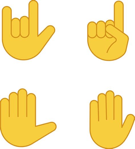 Hand Gesture Emojis Color Icons Set Stock Image Vectorgrove Royalty
