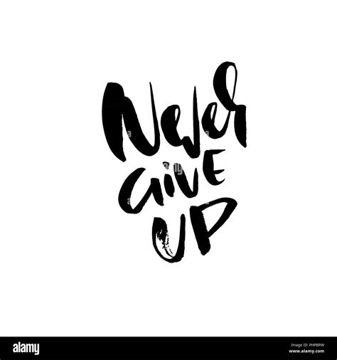 Never Give Up Hand Drawn Modern Brush Lettering Typography Banner