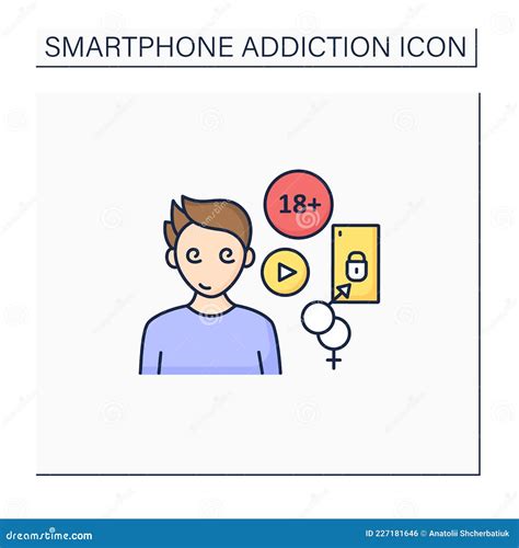 cybersex addiction color icon stock vector illustration of smart disease 227181646