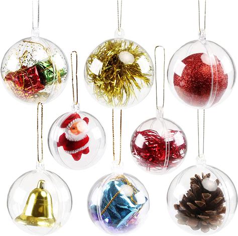 Gwhole Pcs Christmas Ball Clear Transparent Balls Ornaments Diy Fillable Craft Plastic Xmas