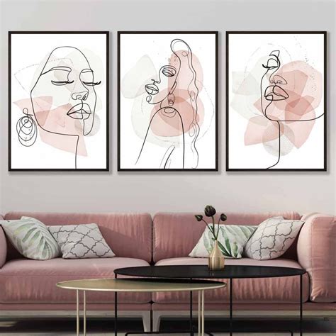 Pink Abstract Painting Abstract Line Art Abstract Shapes Bedroom Art
