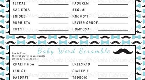 Baby Shower Word Scramble Game Printable Baby Shower Games Little