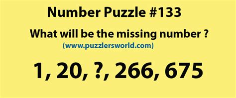 number puzzle 133 1 20 266 675