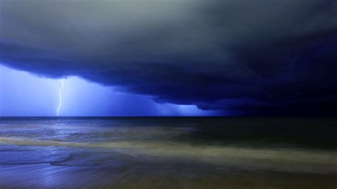 6000x3274 6000x3274 Clouds Lightning Ocean Sea Storm Waves