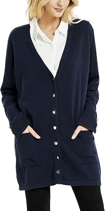 Kallspin Womens 100 Cotton Open Front Cardigan Sweater With Pockets