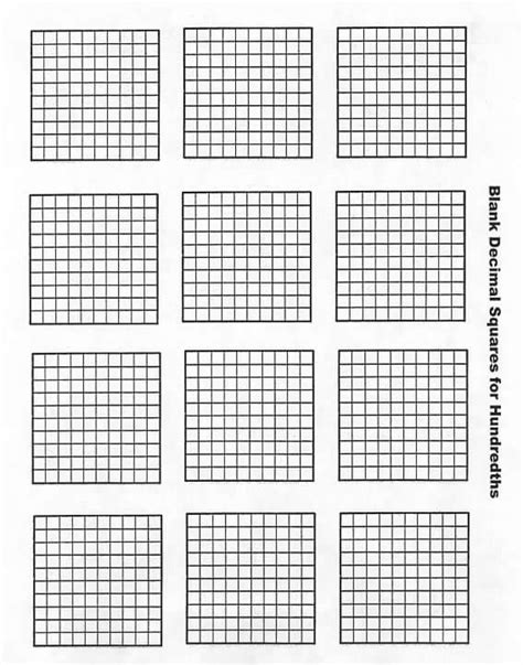 Blank Hundredths Decimal Squares Decimal Squares