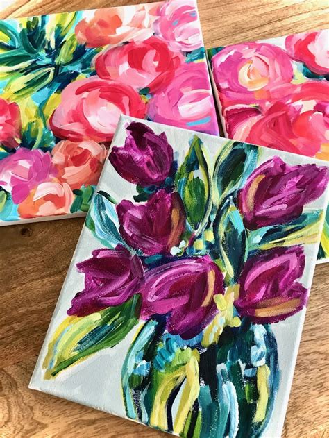 Easy Flower Painting Ideas Step By Step Tulips On Canvas In Acrylic