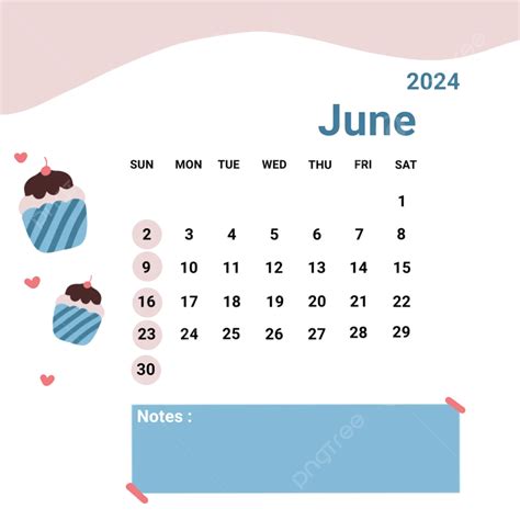 June Calendar 2024 Monthly Calendar 2024 Cute Calendar Png