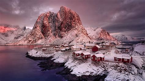 Hd Wallpaper Nature Winter Mountain Lofoten Islands