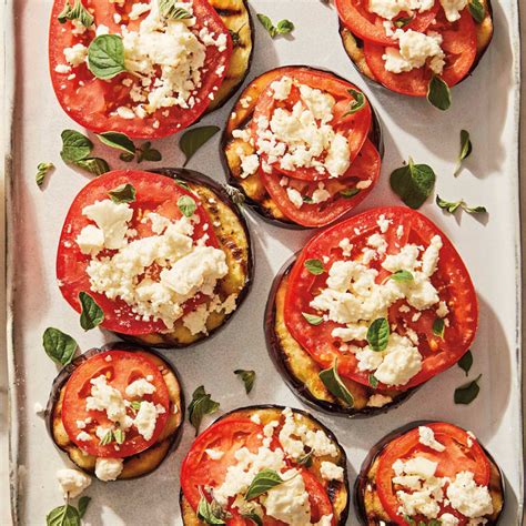 Grilled Eggplant Tomato And Feta Stacks Recipes Ww Usa