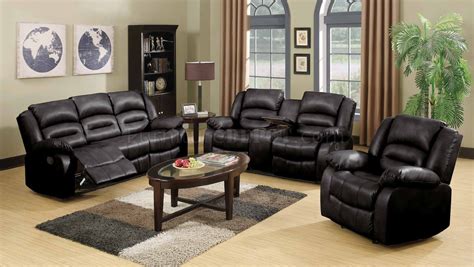 91719241 Reclining Sofa In Black Bonded Leather Woptions