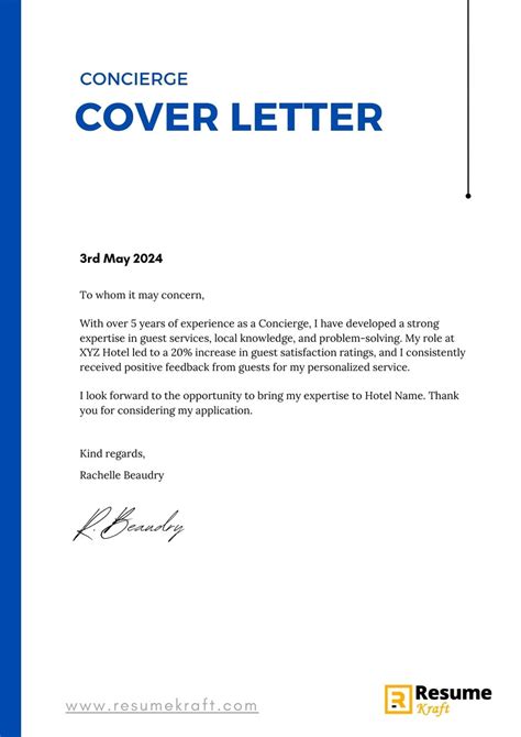 5 Concierge Cover Letter Examples And Templates 2023 Writing Tips