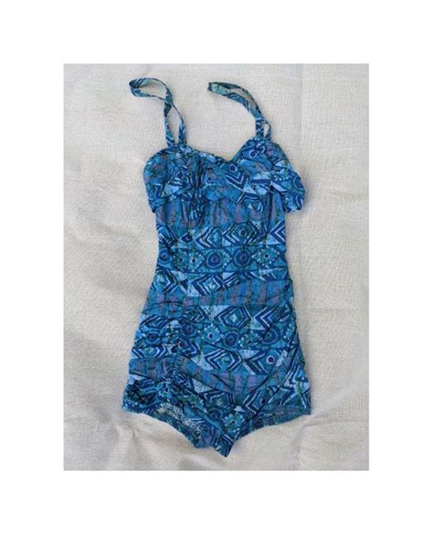 1950s Catalina Swimsuit Cotton Smocked Back Xs To Sma Gem