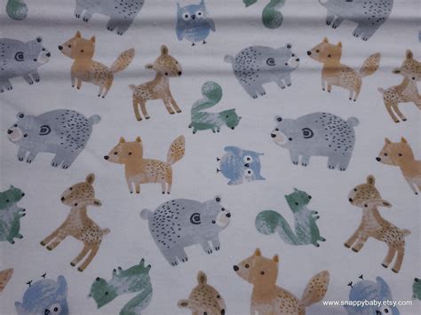 Flannel Fabric Forest Friends Tossed On White By The Yard Etsy