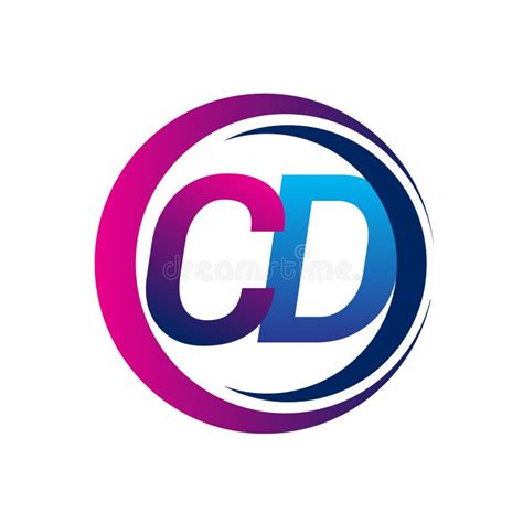 Initial Letter Logo Cd Company Name Blue And Magenta Color On Circle