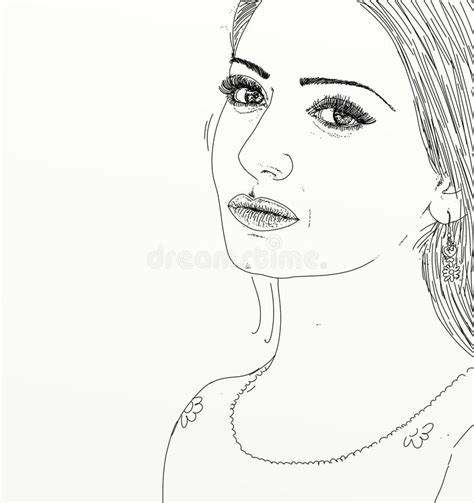 Line Art Portrait Of Woman Stock Illustration Illustration Of