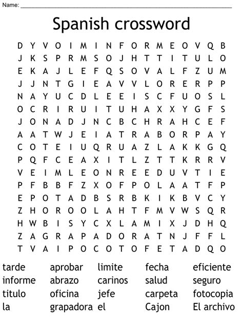 Spanish Crossword Word Search WordMint