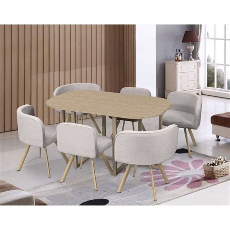 MOSAIC XL  Ensemble table + 6 chaises encastrables beiges  Cdiscount
