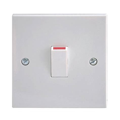 1 Gang 20a Double Pole Switch In White Plastic Square Edge Bg