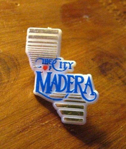Madera Ca Lapel Pin Vintage Heart Of California City Usa State Map
