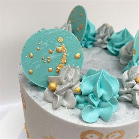 Gold And Teal In 2021 No Bake Cake Tiered Cakes Single Tier Cake