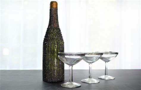 Rhinestone Bottle And Champagne Glasses Mad In Crafts