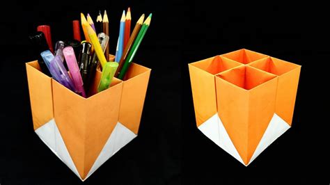 How To Make A Easy Paper Pen Holder Diy Simple Paper Craft Diy Desk