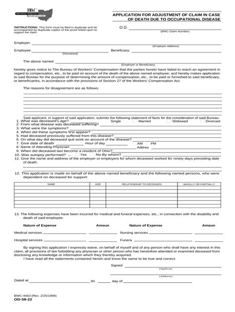 Ohio Workers Compensation Doc Template Pdffiller