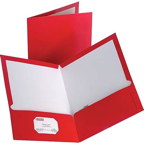 Staples 2 Pocket Laminated Folders Red 10pack Staples