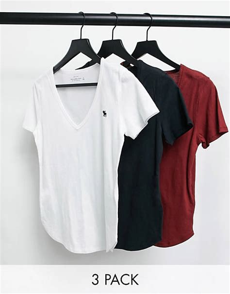 Abercrombie And Fitch 3 Pack Short Sleeve Icon V Neck Tee In Multi Asos