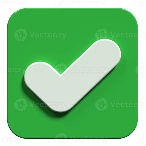 3d Render Of Check Mark Like Or Correct Symbol 3d Verification Icon