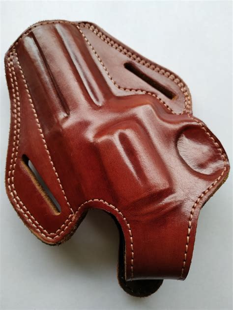 Leather Belt Owb Holster For 357 Magnum Revolver 4 Inch Barrel Cal38
