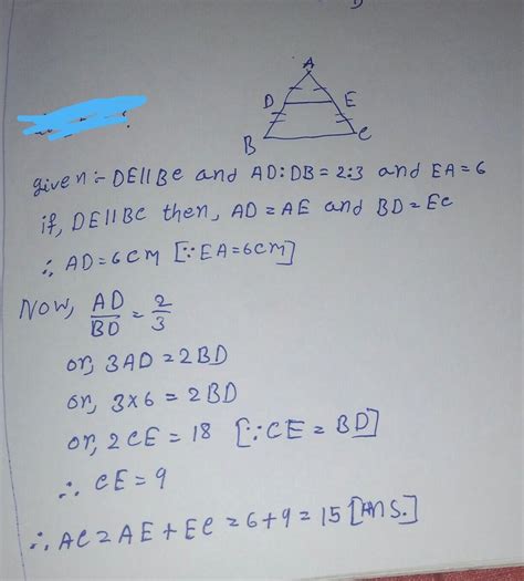 In Triangle ABC D And E Are Points On Sides AB And AC Respectively Such