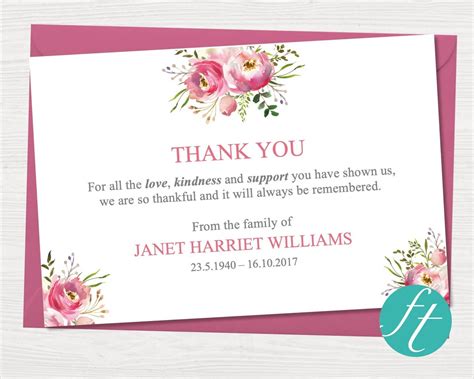 Printable Free Funeral Thank You Cards Templates Printable Word Searches
