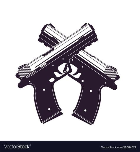 Modern Pistols Two Crossed Handguns Royalty Free Vector Affiliate