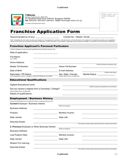 Franchise Application Form Template 95aa0011 02
