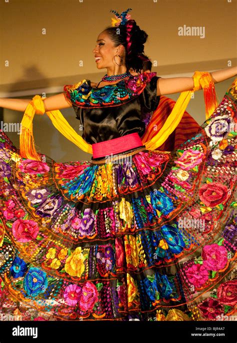 Playa Del Carmen Mexico Folklore Dancer In Traditional Dress