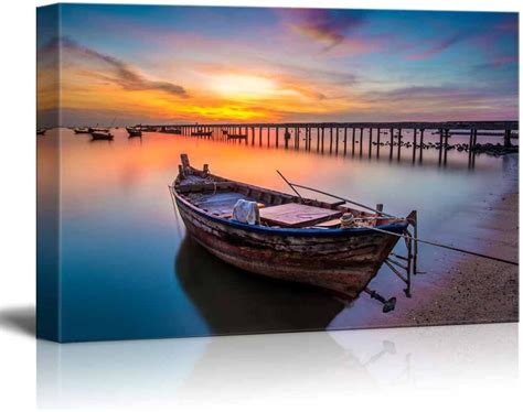 Beautiful Scenery Landscape Sunset On The Sea With A Boat