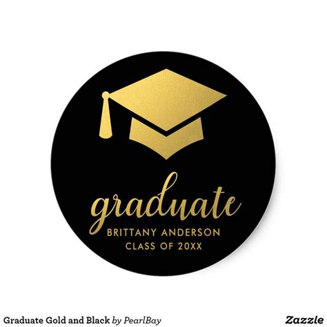 Graduate Gold And Black Classic Round Sticker Diy Graduation Cap Graduation