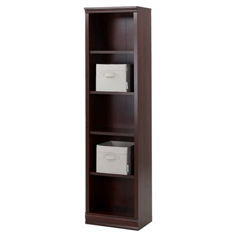 Morgan 5 Shelf Narrow Bookcase With 2 Canvas Storage Baskets By South