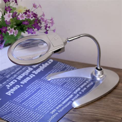 Handheld Magnifier 2x 6x Illuminated Desk Table Led Lamp Magnifying
