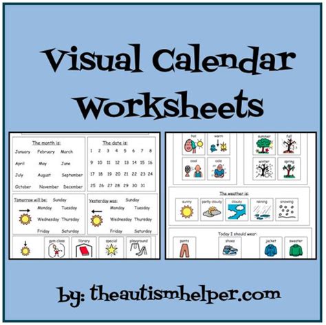 Visual Calendar Worksheets For Students With Autism Or Special