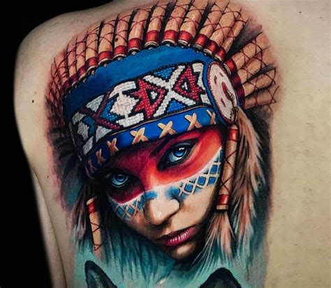 Native American Girl Tattoo By Victor Zetall Photo 27903