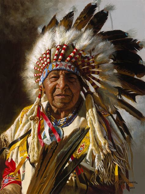 Chief Of The Plans By Alfredo Rodriguez Native American Paintings