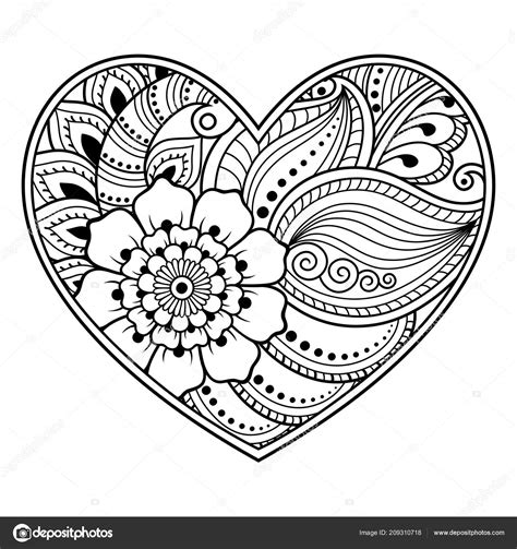 Download 48,000+ royalty free henna floral vector images. Mehndi Flower Pattern Form Heart Lotus Henna Drawing ...