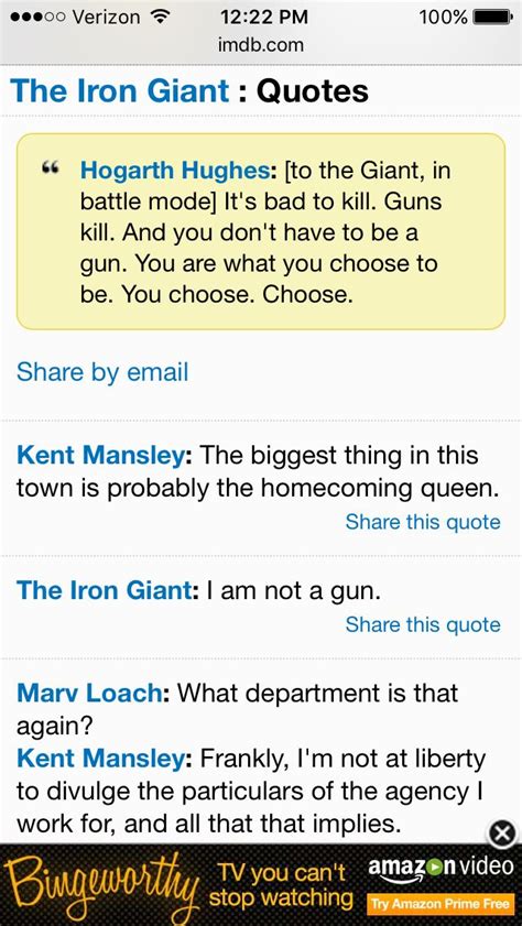 What are the best the iron giant quotes? from the Iron Giant. | The iron giant, Kent, Hogarth hughes