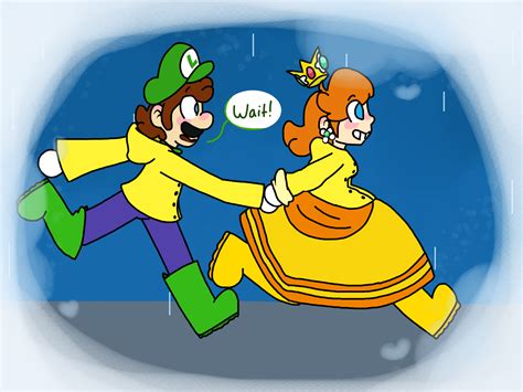 Running In The Rain Luigi X Daisy By Ximbearx Luigi And Daisy Running In The Rain Super