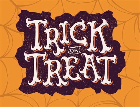 Trick Or Treat Lettering Or Calligraphy With Halloween Elements