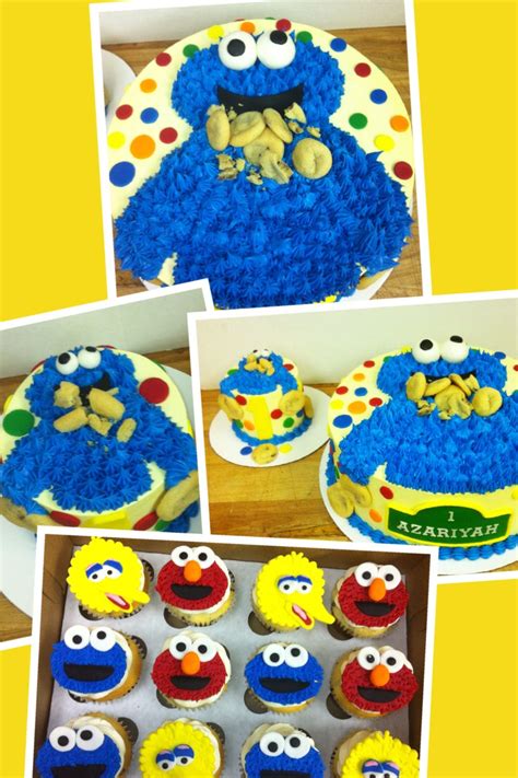 Cookie Monster Cake And Character Cipcakes Cookie Monster Cake