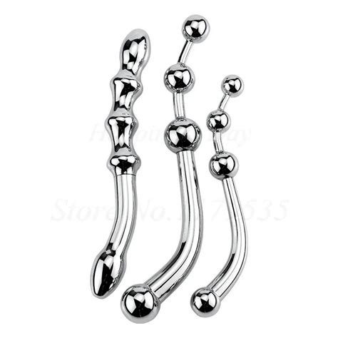 Stainless Steel Butt Plug Metal Anal Beads G Spot Wand Male Prostate Massage Stick Double Dildo